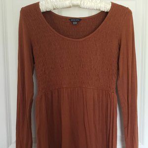 American Eagle Crew-Neck Ruched Babydoll Top